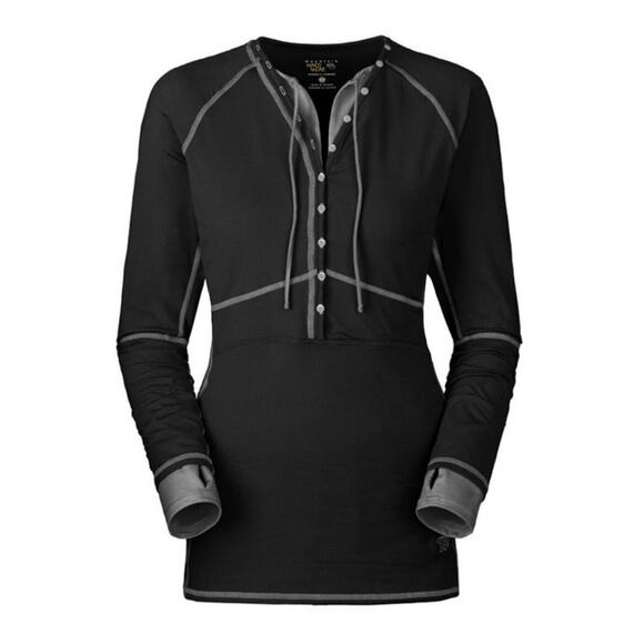 Mountain Hardwear size S Butter Button Up Long Sleeve Active Top - Black - Picture 1 of 9